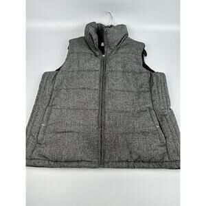 Old Navy Puffer Vest Women Size XL Brown Full Zip Wool Blend Lined